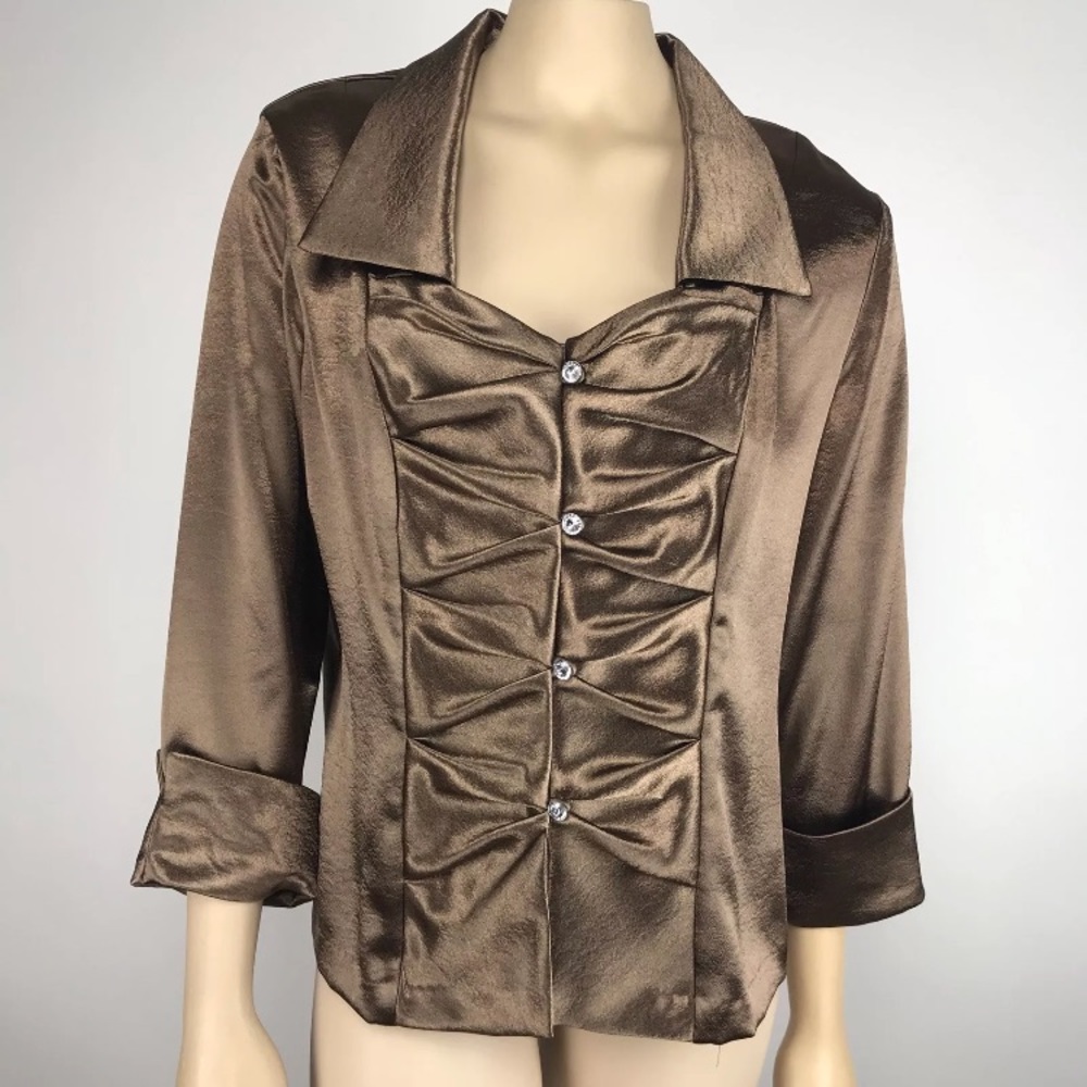 Dressbarn Collection Bronze Shiny Blouse Size 16